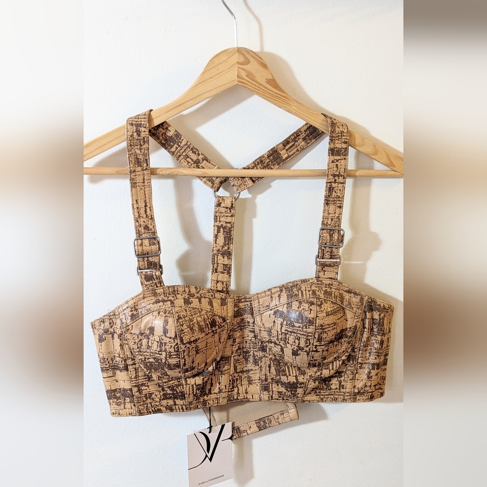 DVF Printed Leather Bustier, NWT sz. 2